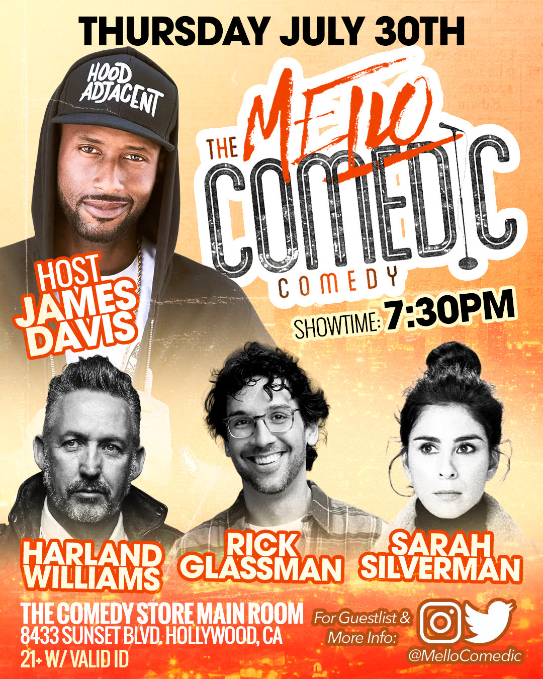 *JUST ADDED: Jeff Arcuri* Mello Comedic - Sarah Silverman, Rick Glassman, Harland Williams, James Davis +more!