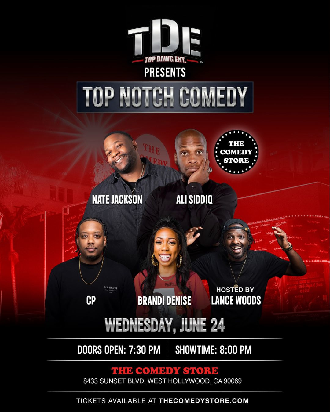 *Low Ticket Warning* Top Notch Comedy with Ali Siddiq, Nate Jackson, Brandi Denise, Comedian CP, Lance Woods