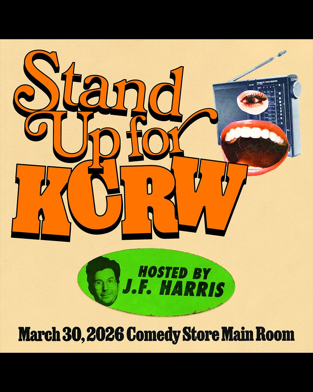 Stand Up for KCRW - J.F. Harris, Dan Levy, Irene Tu, Jenny Zigrino, Shapel Lacey & Surprise Special Guest!
