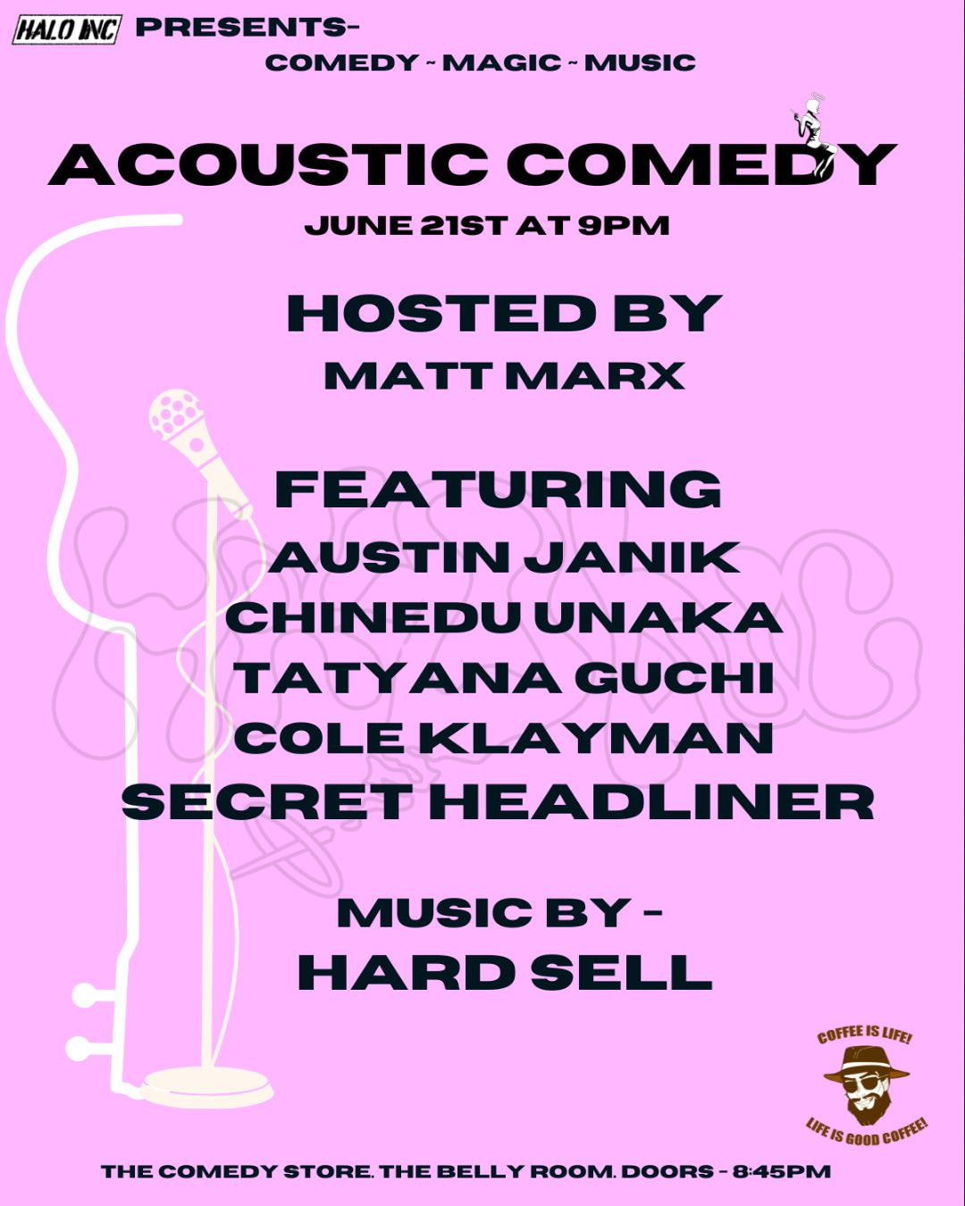 *JUST ADDED: Sahib Singh* Acoustic Comedy - Austin Janik, Chinedu Unaka, Tatyana Guchi, Cole Klayman, Matt Marx, Secret Headliner