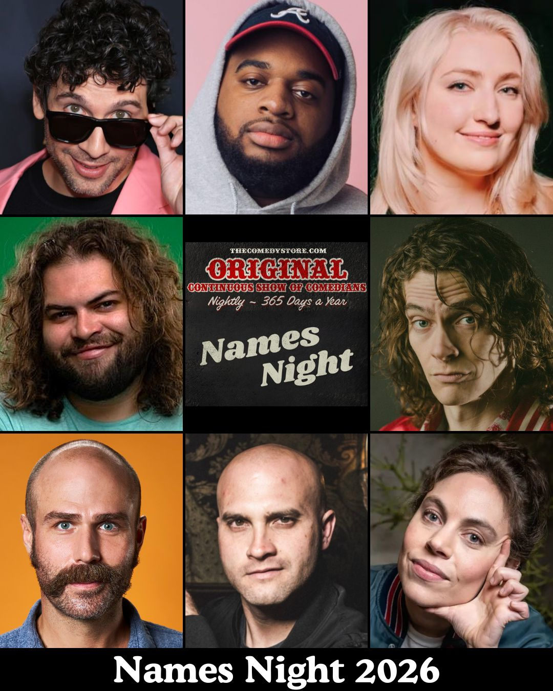 Headliners of the OR: Names Night 2026 with Rick Glassman, Mandal, Sophie Buddle, Dustin Ybarra, Jackson Banks, Taylor Bos, Joe Marrese, Logan Guntzelman