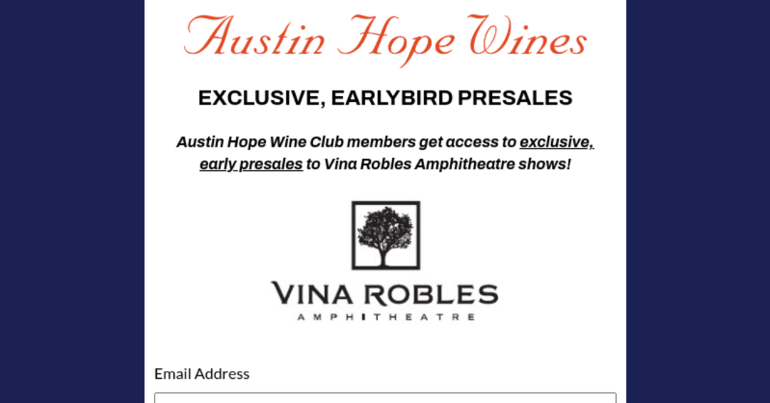 Austin Hope Wine Club Landing Page